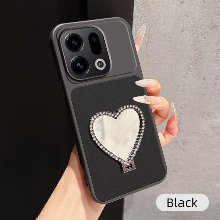Lambskin Series Skin Feel Shockproof Phone Case with Heart Mirror Holder