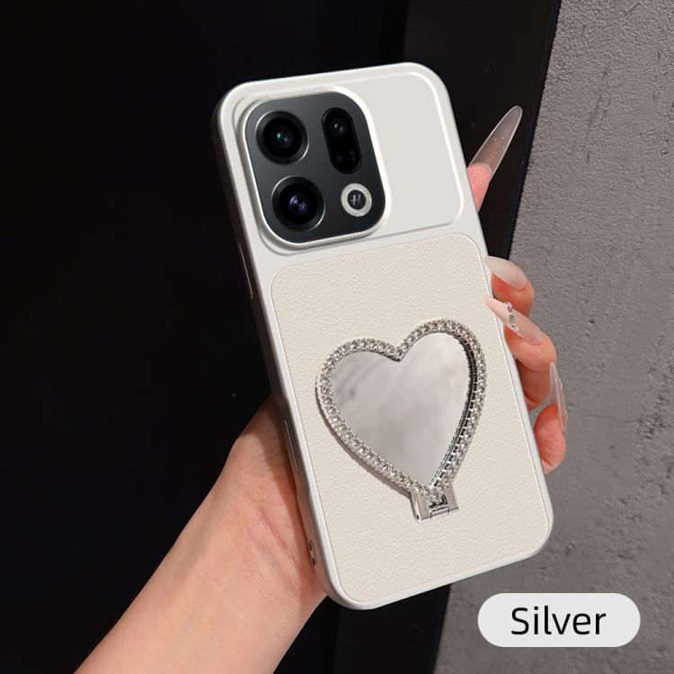 Lambskin Series Skin Feel Shockproof Phone Case with Heart Mirror Holder