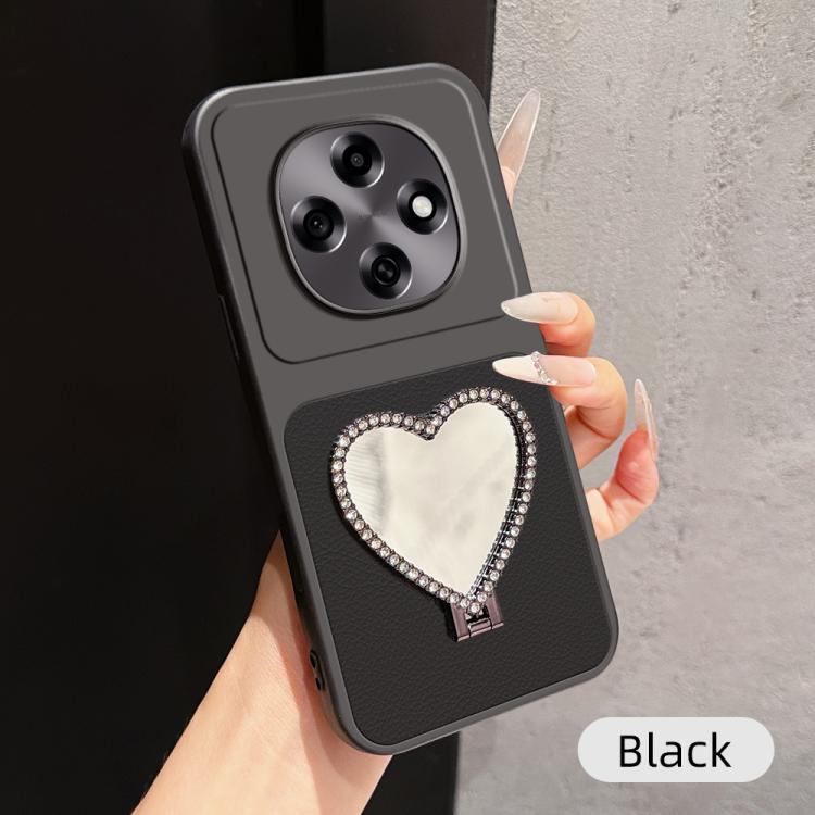 Lambskin Series Skin Feel Shockproof Phone Case with Heart Mirror Holder