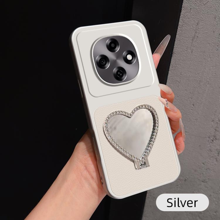 Lambskin Series Skin Feel Shockproof Phone Case with Heart Mirror Holder