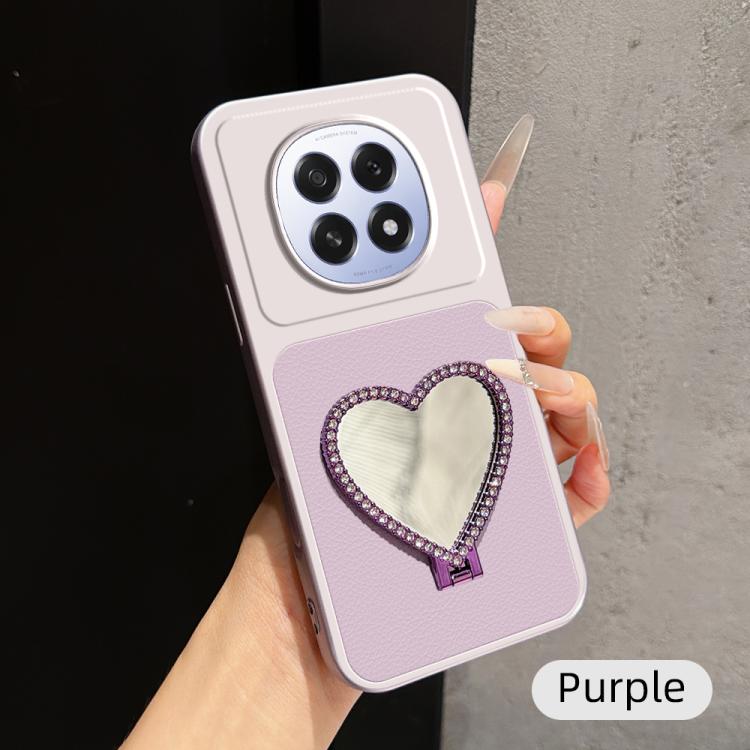 Lambskin Series Skin Feel Shockproof Phone Case with Heart Mirror Holder