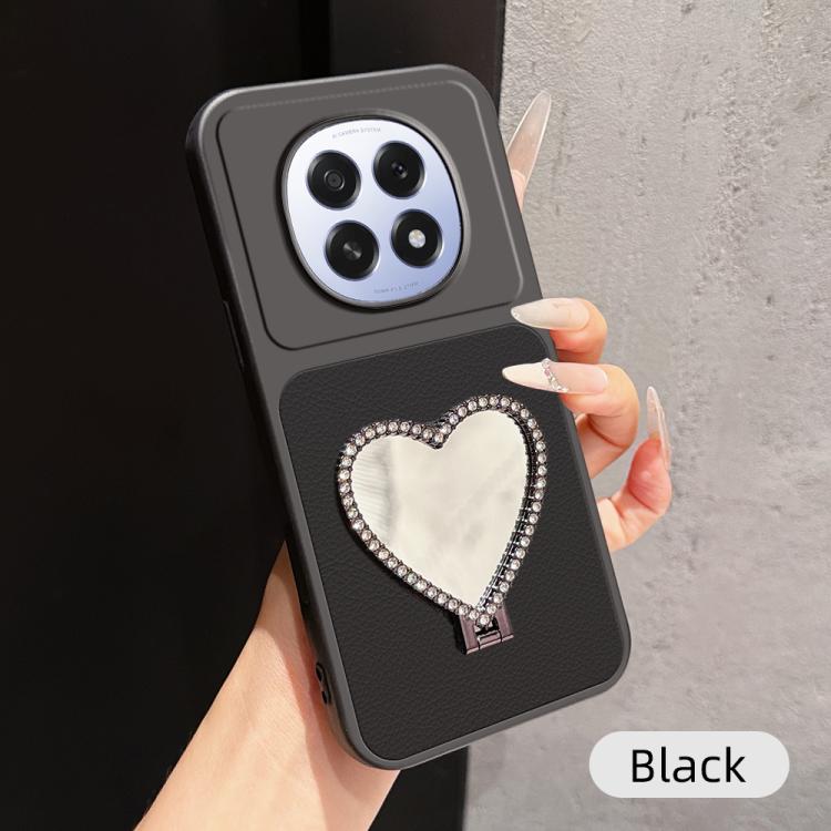 Lambskin Series Skin Feel Shockproof Phone Case with Heart Mirror Holder
