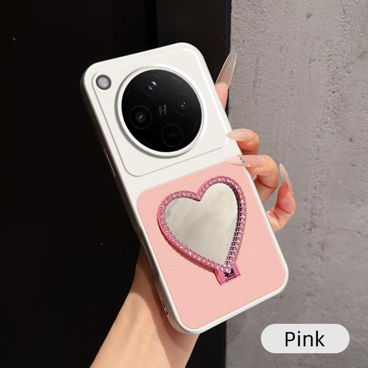 Lambskin Series Skin Feel Shockproof Phone Case with Heart Mirror Holder
