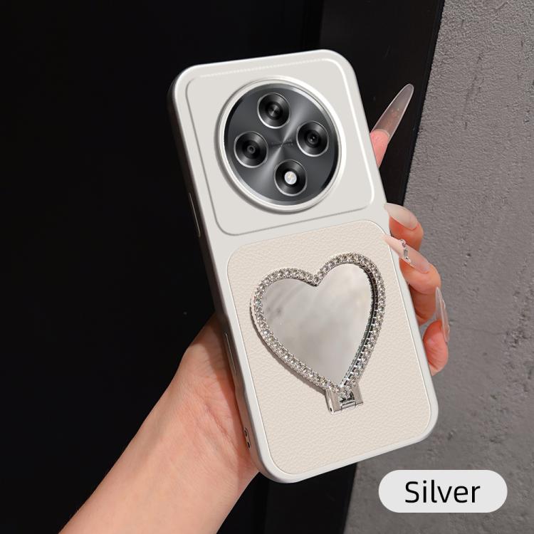 Lambskin Series Skin Feel Shockproof Phone Case with Heart Mirror Holder