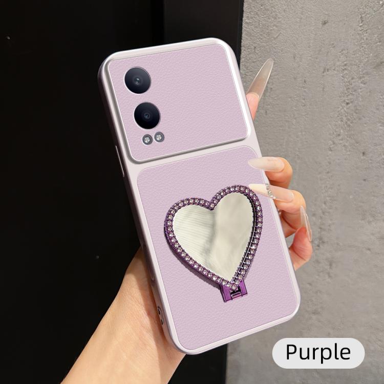 Lambskin Series Skin Feel Shockproof Phone Case with Heart Mirror Holder