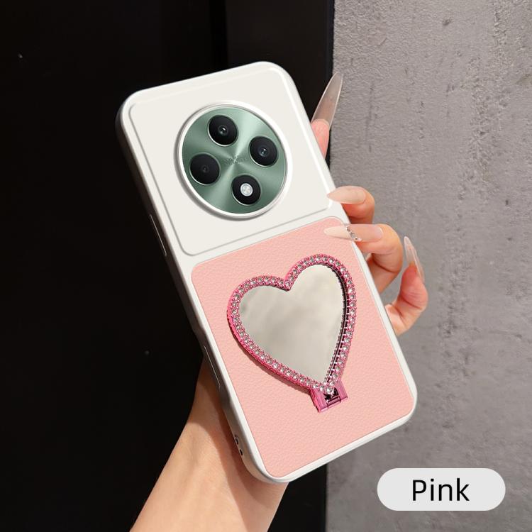 Lambskin Series Skin Feel Shockproof Phone Case with Heart Mirror Holder
