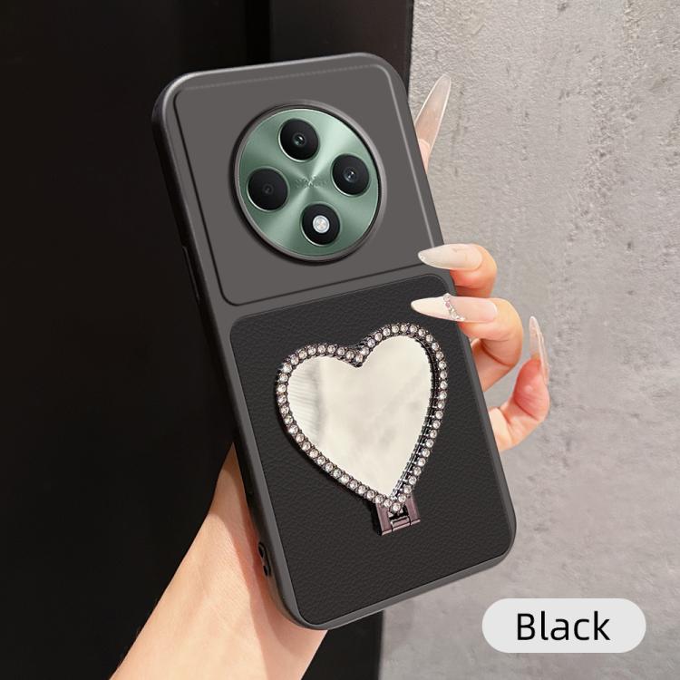 Lambskin Series Skin Feel Shockproof Phone Case with Heart Mirror Holder