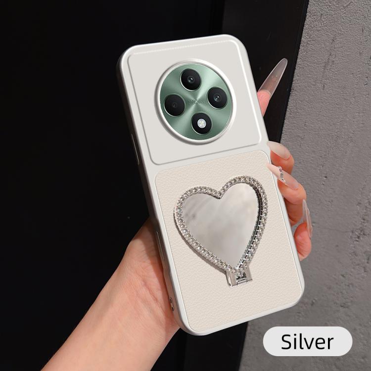 Lambskin Series Skin Feel Shockproof Phone Case with Heart Mirror Holder