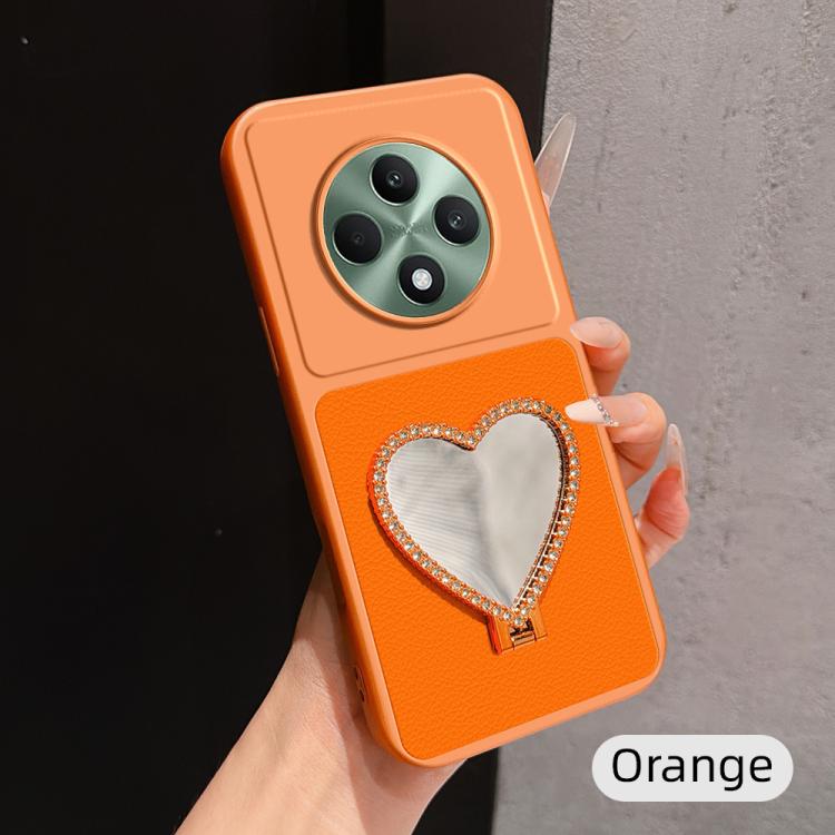 Lambskin Series Skin Feel Shockproof Phone Case with Heart Mirror Holder