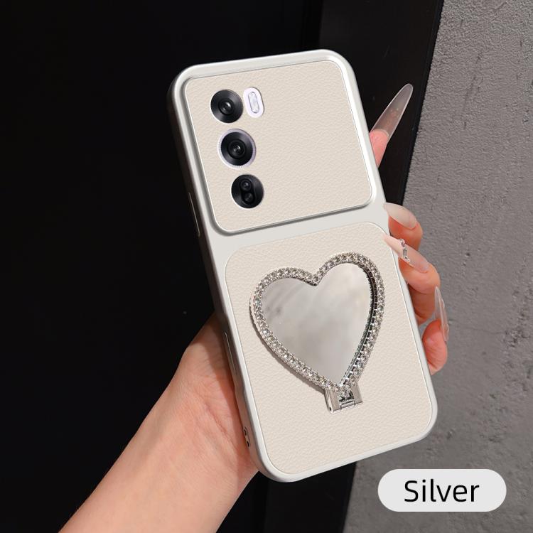 Lambskin Series Skin Feel Shockproof Phone Case with Heart Mirror Holder