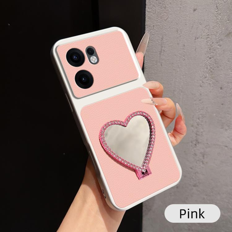 Lambskin Series Skin Feel Shockproof Phone Case with Heart Mirror Holder