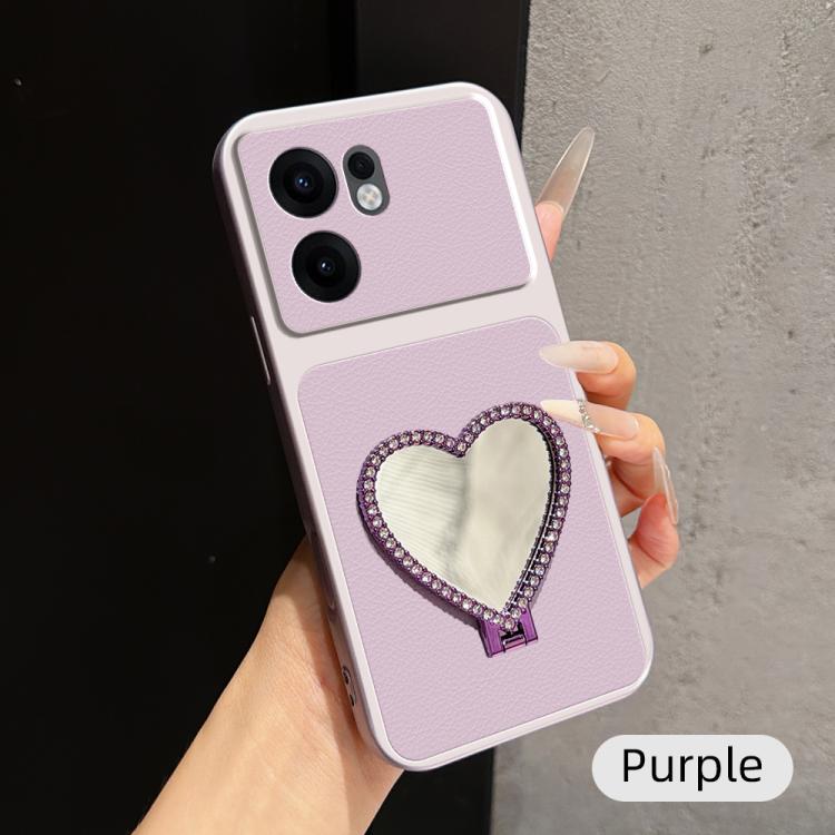 Lambskin Series Skin Feel Shockproof Phone Case with Heart Mirror Holder