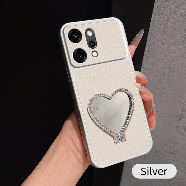 Lambskin Series Skin Feel Shockproof Phone Case with Heart Mirror Holder