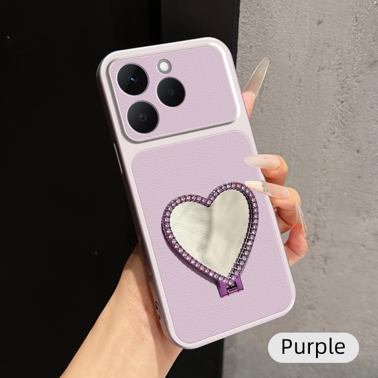 Lambskin Series Skin Feel Shockproof Phone Case with Heart Mirror Holder — view 21