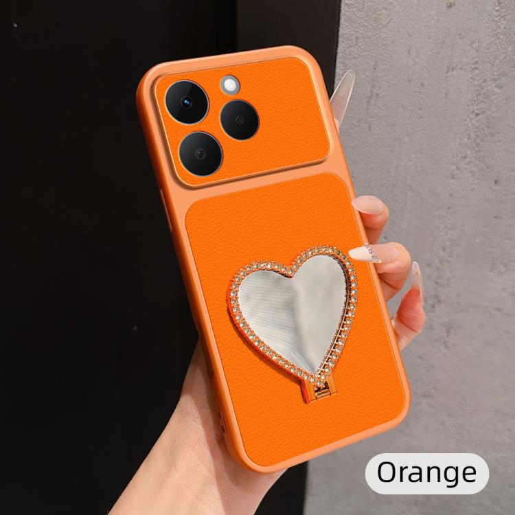 Lambskin Series Skin Feel Shockproof Phone Case with Heart Mirror Holder — view 24