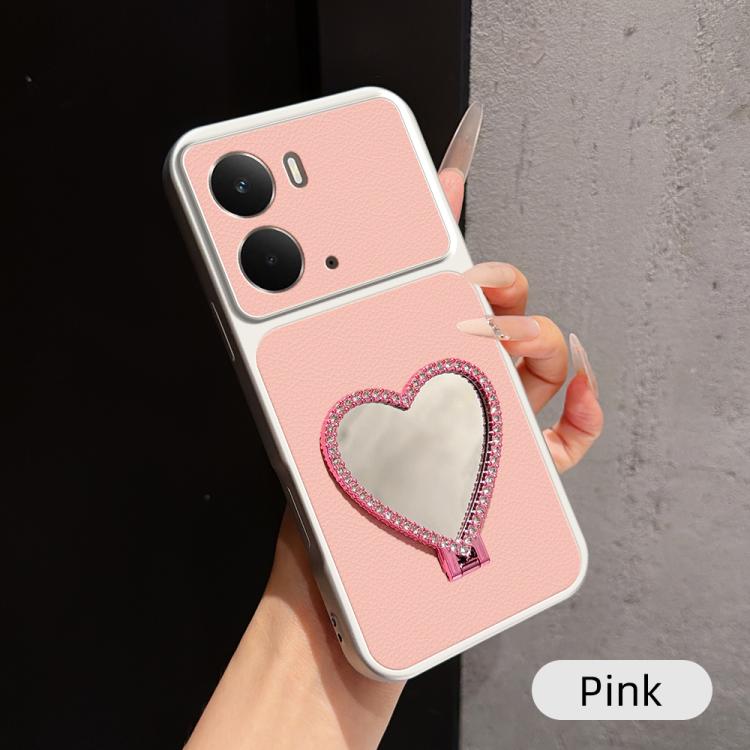 Lambskin Series Skin Feel Shockproof Phone Case with Heart Mirror Holder — view 35