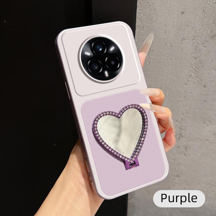 Lambskin Series Skin Feel Shockproof Phone Case with Heart Mirror Holder — view 41
