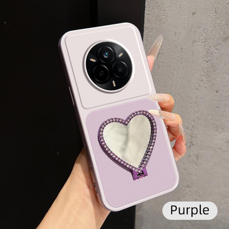 Lambskin Series Skin Feel Shockproof Phone Case with Heart Mirror Holder — view 46