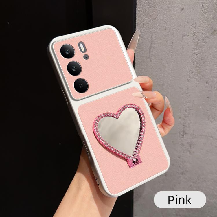Lambskin Series Skin Feel Shockproof Phone Case with Heart Mirror Holder — view 50