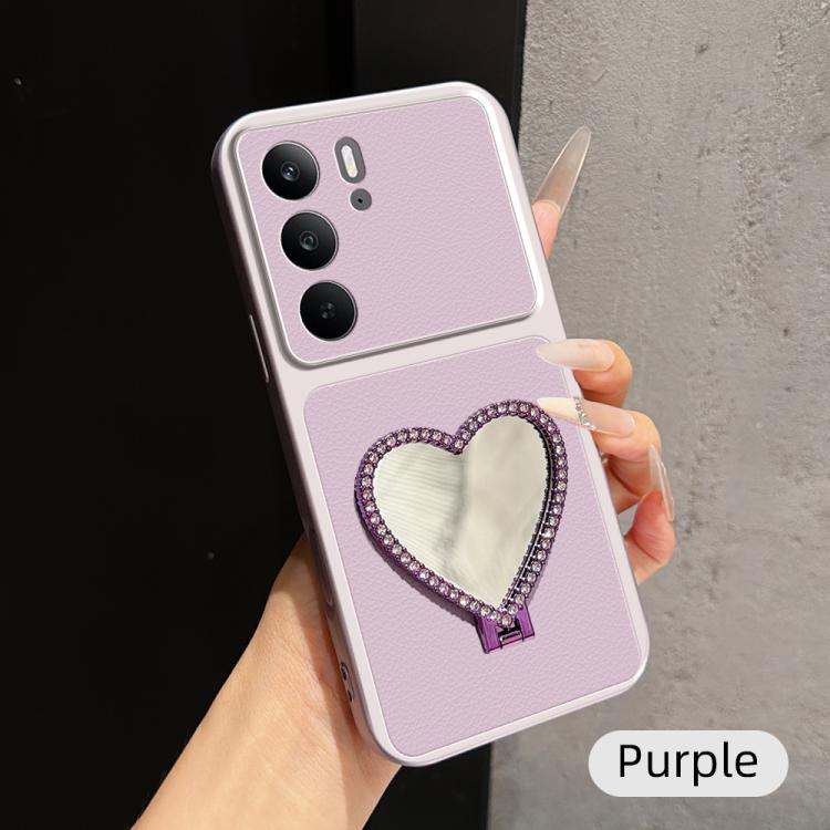 Lambskin Series Skin Feel Shockproof Phone Case with Heart Mirror Holder — view 51