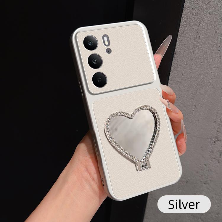 Lambskin Series Skin Feel Shockproof Phone Case with Heart Mirror Holder — view 53