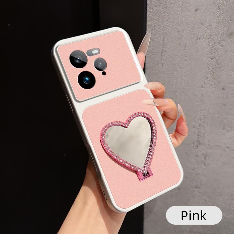 Lambskin Series Skin Feel Shockproof Phone Case with Heart Mirror Holder — view 55
