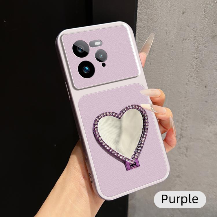 Lambskin Series Skin Feel Shockproof Phone Case with Heart Mirror Holder — view 56