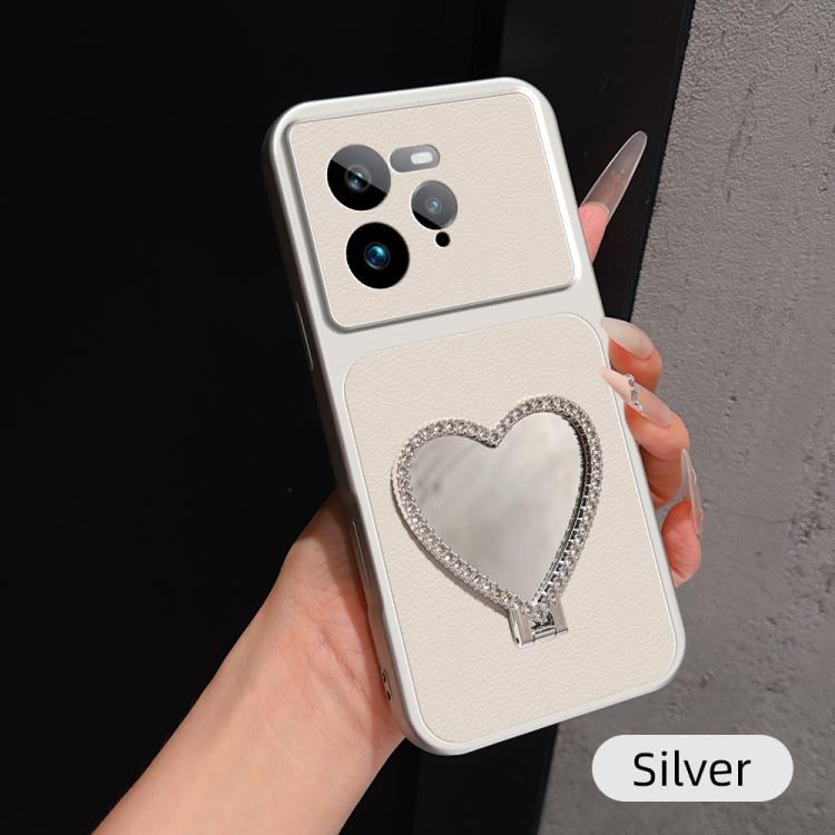 Lambskin Series Skin Feel Shockproof Phone Case with Heart Mirror Holder — view 58