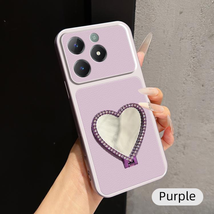 Lambskin Series Skin Feel Shockproof Phone Case with Heart Mirror Holder — view 66