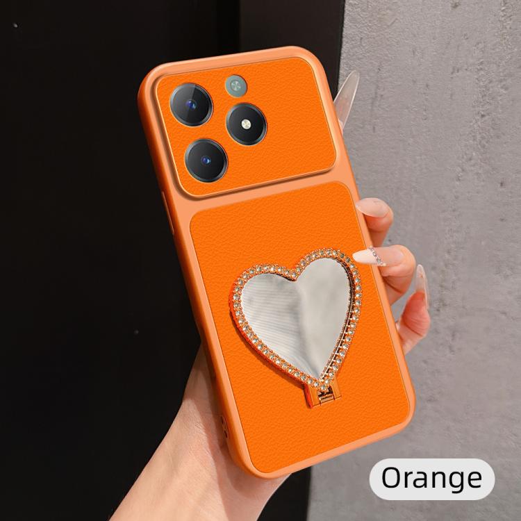 Lambskin Series Skin Feel Shockproof Phone Case with Heart Mirror Holder — view 69