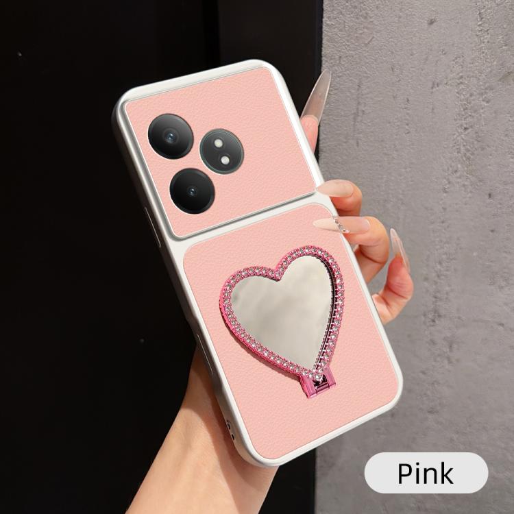 Lambskin Series Skin Feel Shockproof Phone Case with Heart Mirror Holder