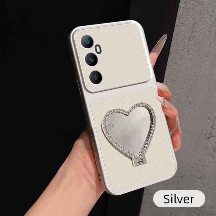 Lambskin Series Skin Feel Shockproof Phone Case with Heart Mirror Holder — view 38