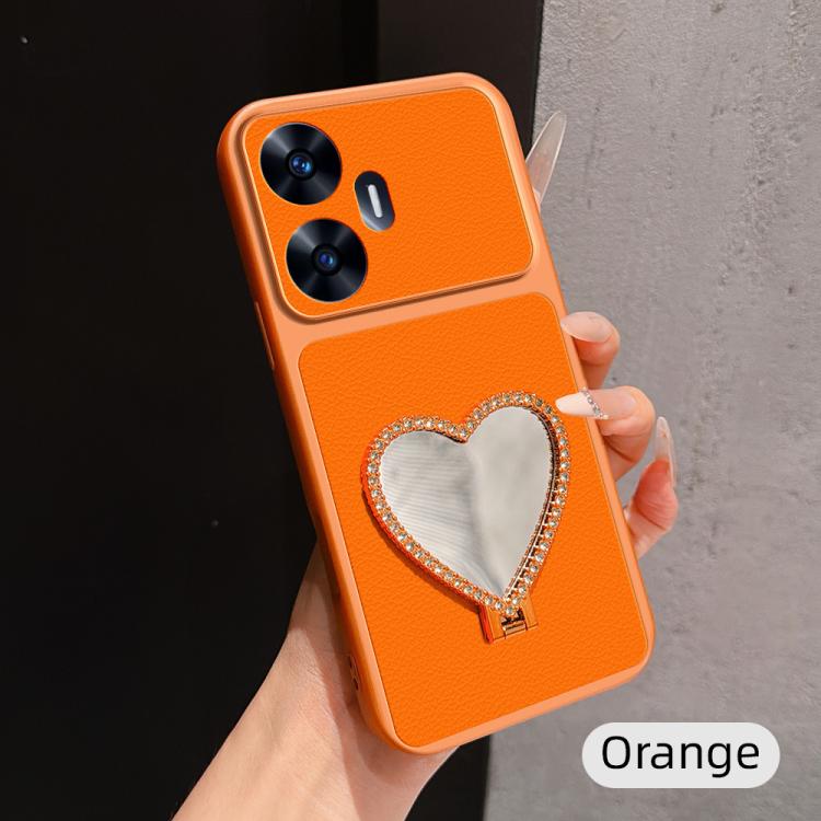 Lambskin Series Skin Feel Shockproof Phone Case with Heart Mirror Holder — view 49