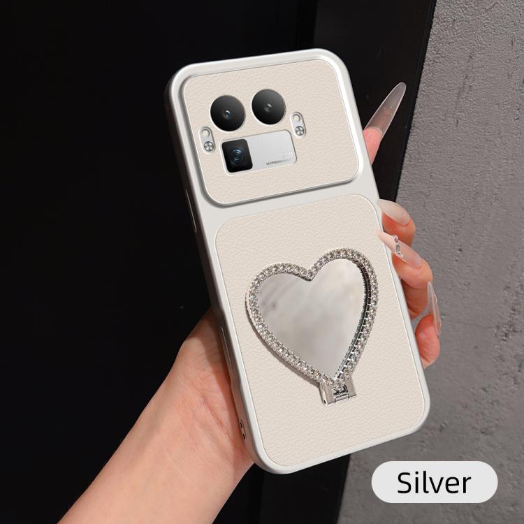 Lambskin Series Skin Feel Shockproof Phone Case with Heart Mirror Holder — Orange