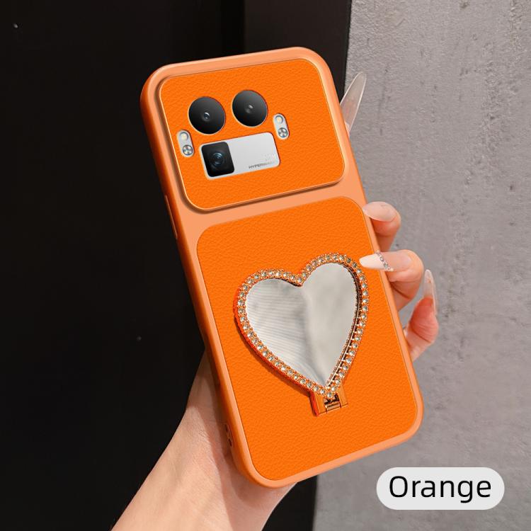 Lambskin Series Skin Feel Shockproof Phone Case with Heart Mirror Holder — view 19