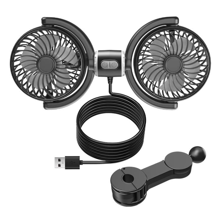 SUITU Car Rear Seats Dual-head USB Electric Cooling Fan — 5-Blade Fan