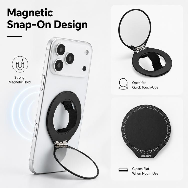 CPS-070 Magnetic Foldable Single Finger Ring Phone Holder with Mirror