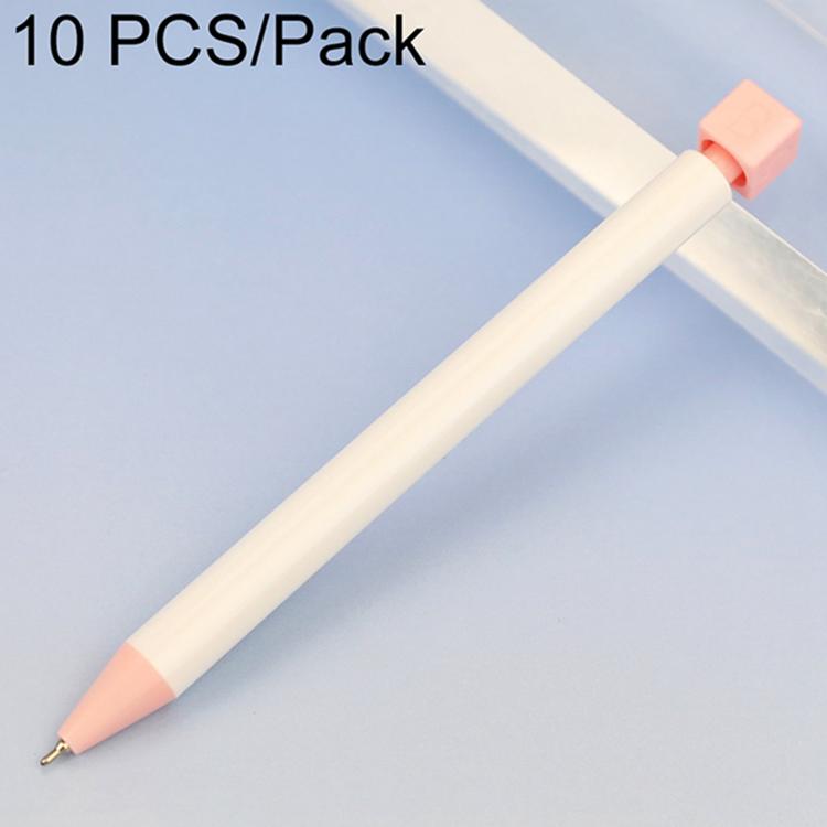 10 PCS/Pack Rotatable Dice Retractable Plastic Medium-oil Ballpoint Pen — White