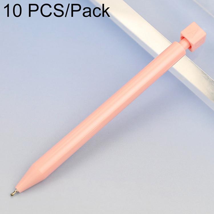 10 PCS/Pack Rotatable Dice Retractable Plastic Medium-oil Ballpoint Pen — Pink White