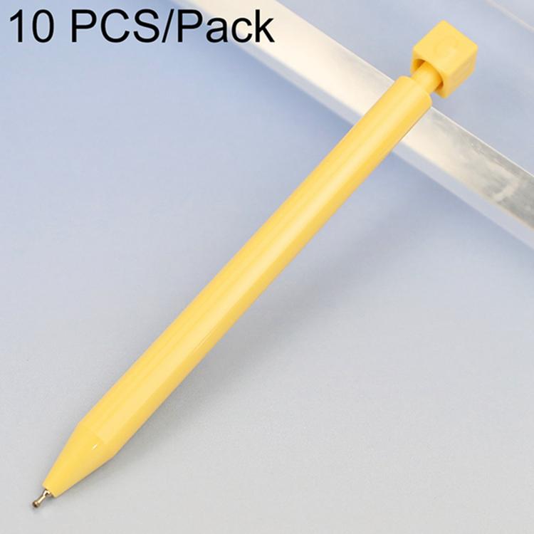 10 PCS/Pack Rotatable Dice Retractable Plastic Medium-oil Ballpoint Pen — Yellow White