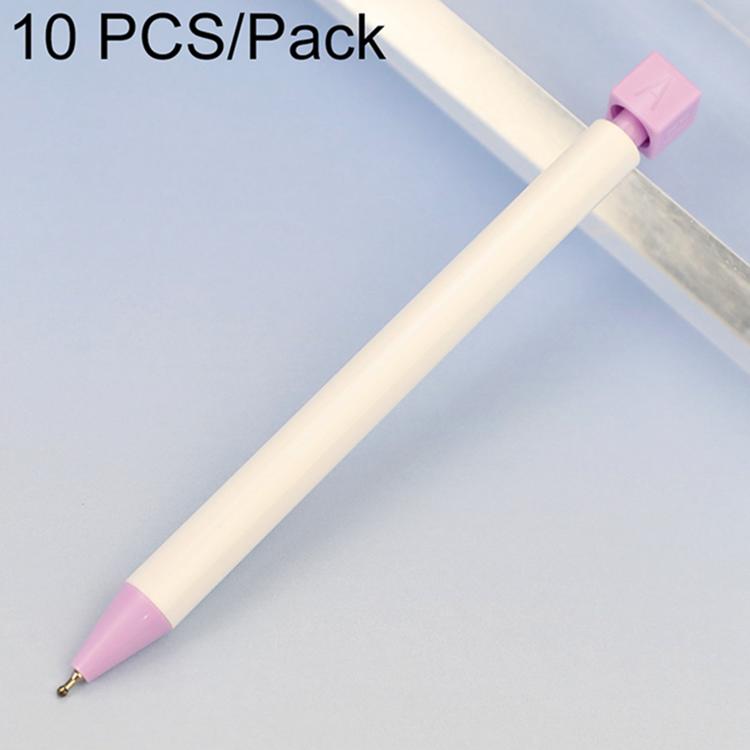 10 PCS/Pack Rotatable Dice Retractable Plastic Medium-oil Ballpoint Pen — Blue