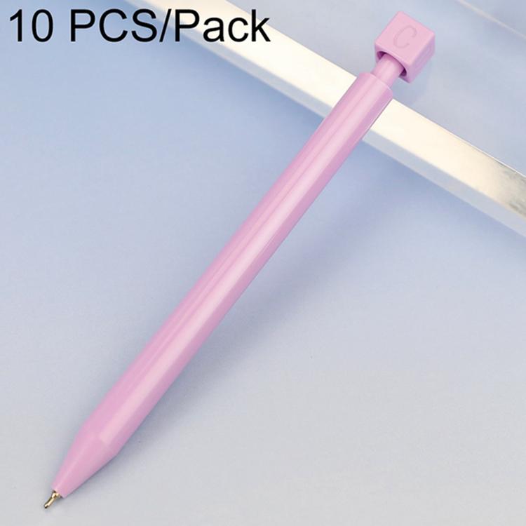 10 PCS/Pack Rotatable Dice Retractable Plastic Medium-oil Ballpoint Pen — Purple White