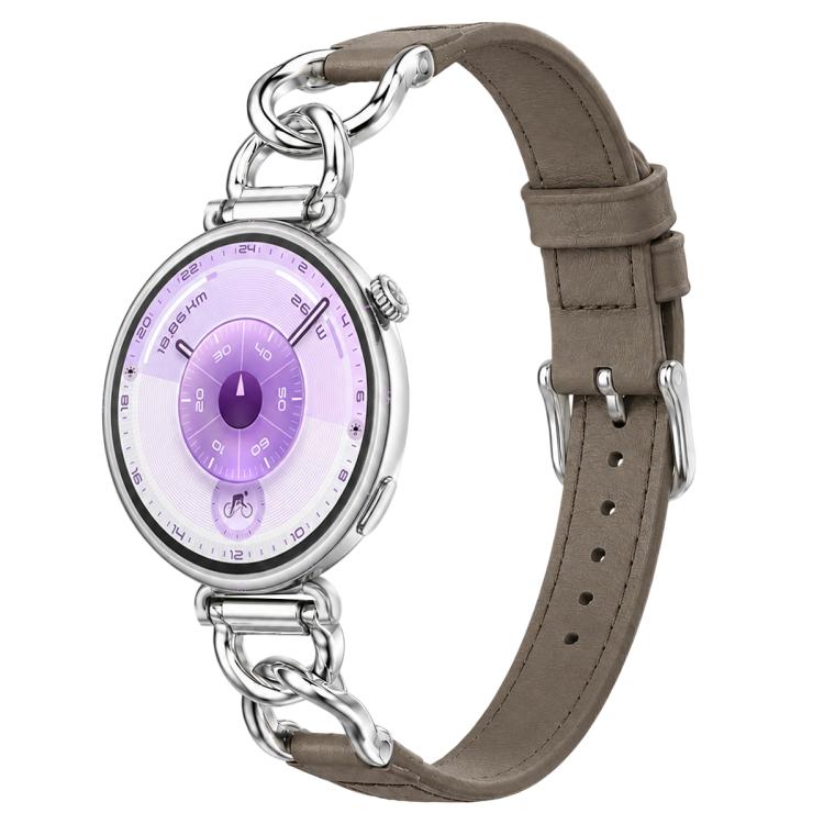 xDfind Universal Straight Lug Ends Metal Chain Vegan Leather Watch Band