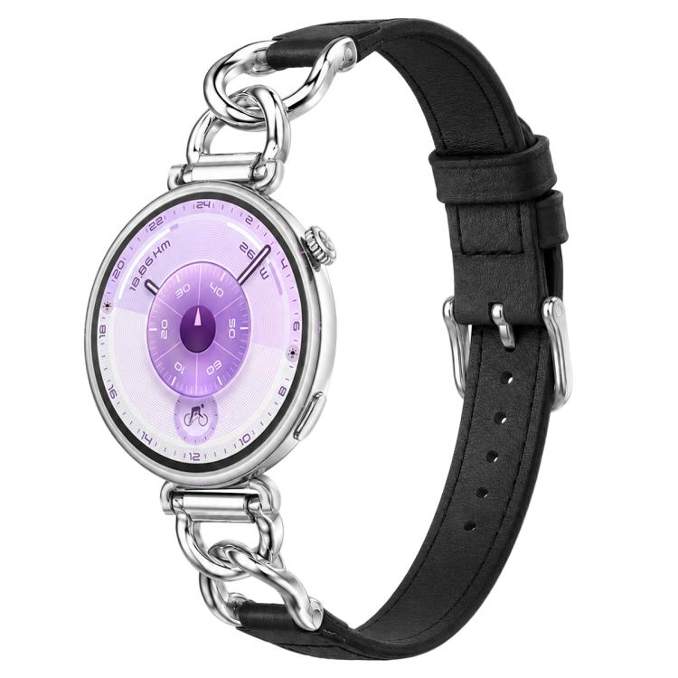 xDfind Universal Straight Lug Ends Metal Chain Vegan Leather Watch Band