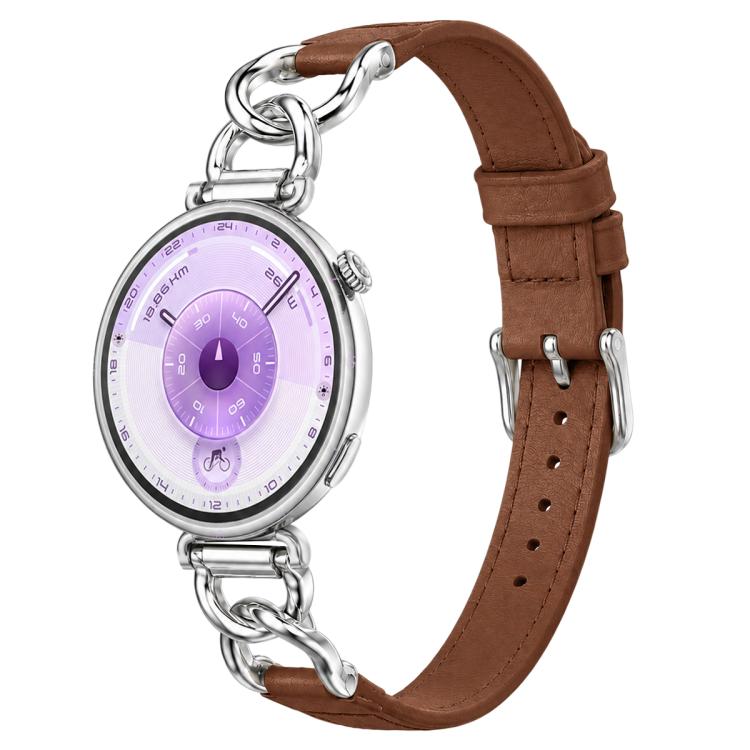 xDfind Universal Straight Lug Ends Metal Chain Vegan Leather Watch Band