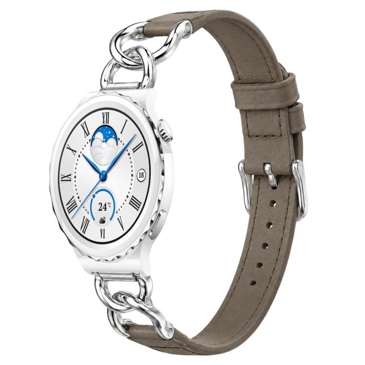 xDfind Universal Straight Lug Ends Metal Chain Vegan Leather Watch Band