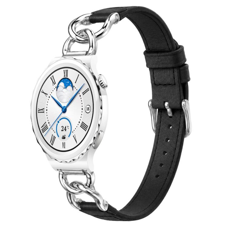 xDfind Universal Straight Lug Ends Metal Chain Vegan Leather Watch Band