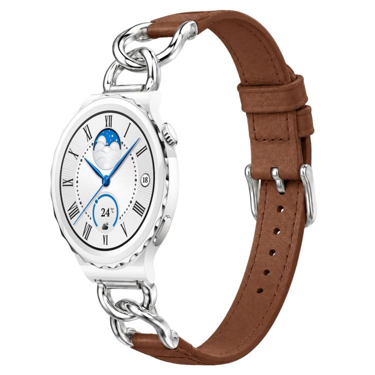 xDfind Universal Straight Lug Ends Metal Chain Vegan Leather Watch Band