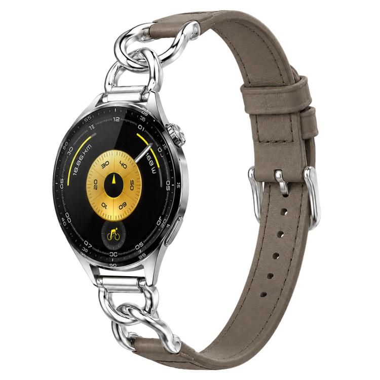 xDfind Universal Straight Lug Ends Metal Chain Vegan Leather Watch Band