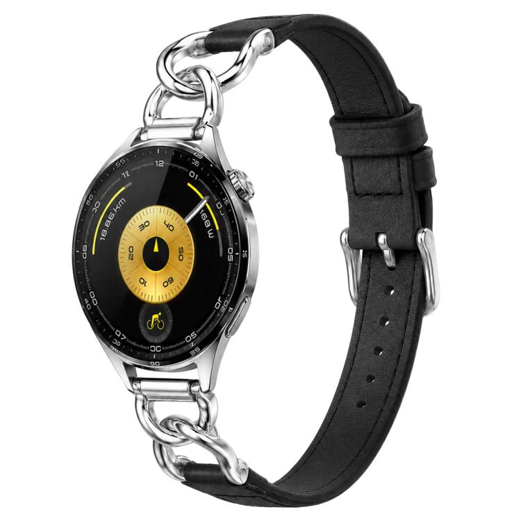 xDfind Universal Straight Lug Ends Metal Chain Vegan Leather Watch Band